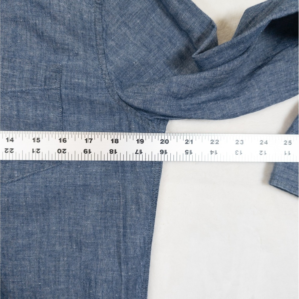 American Eagle Linen Blend Shirt Men S Long Sleeve Preppy Academia Coastal Vibe - Picture 7 of 10